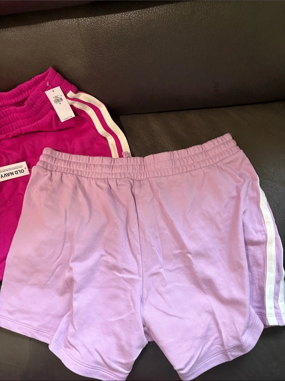 Old navy set of two sweat shorts in dragon fruit and lilac 5 in inseam